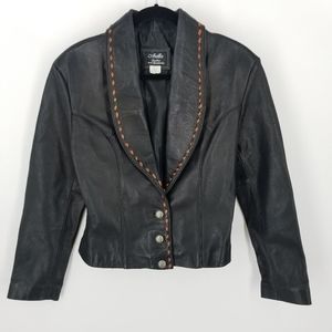 Arella Leather & Sportswear Cropped Black Leather Jacket